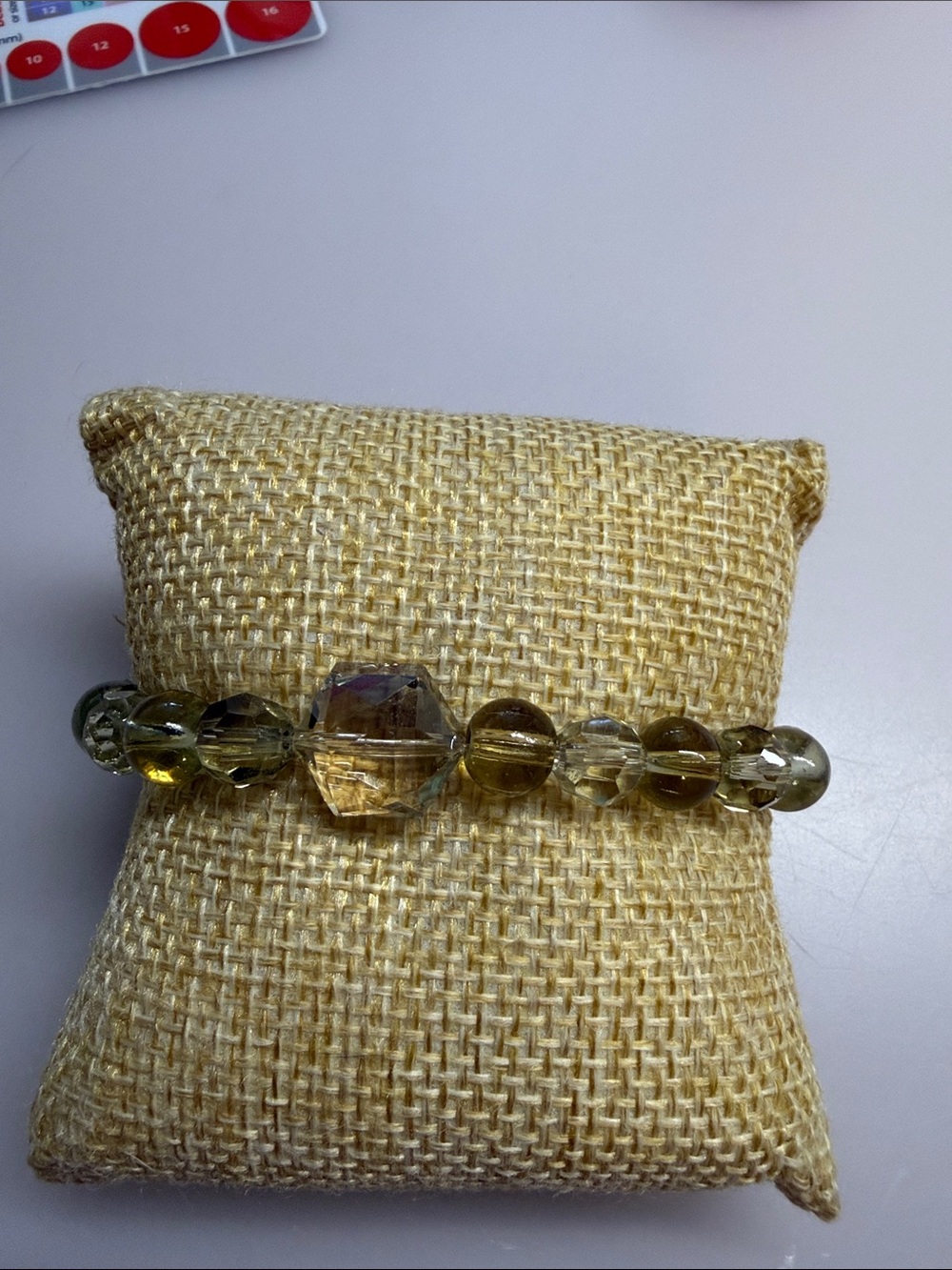 Beige Tone Faceted Bead Stretch Bracelet - Women Jewelry